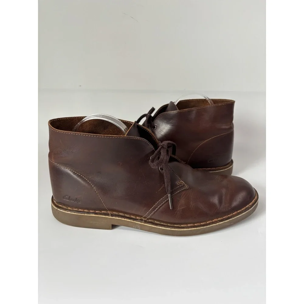 Clarks Chukka Boots Mens Size 11.5 Brown Leather Desert Lace‎ Up Ankle Classic